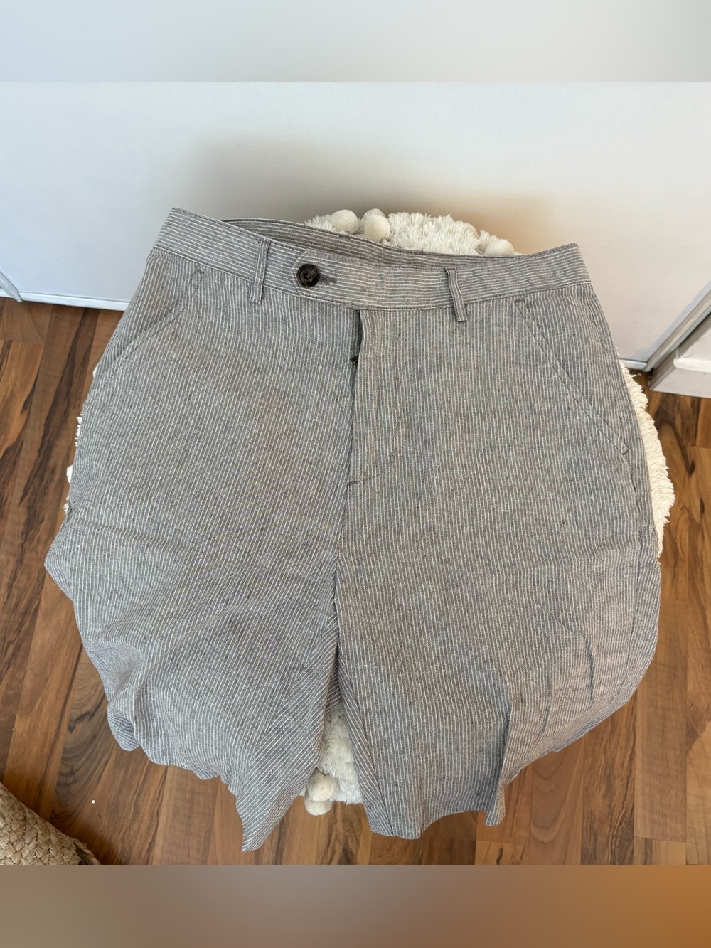 Haggar | Men's Gray Pinstripe Flat-Front Shorts